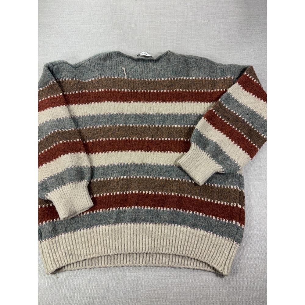 Davi & Dani Women's Knit Sweater Gray Brown Cream Striped Size Small - Picture 10 of 16